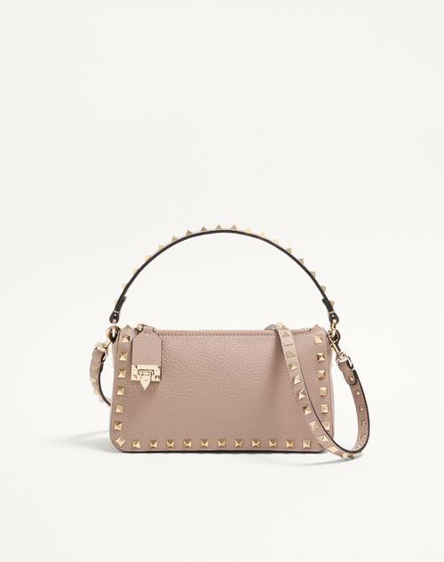 Valentino Garavani - Small Rockstud Grainy Calfskin Crossbody Bag - Poudre - Woman - Shoulder Bags